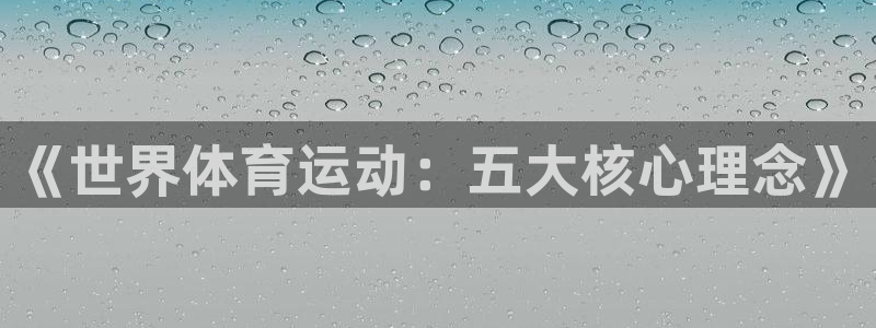 3377体育官网下载:《世界体育运动:五大核心理念》